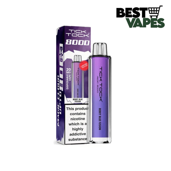 Box Of 10 Tick Tock Magic 8000 Puffs Prefilled Pod Kit | Best Wholesale Price Berry Blue Fusion / Box Of 5 Electronic