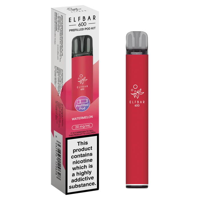 Watermelon Elf Bar 600 Puffs 20mg Reusable Vape Pod Kit