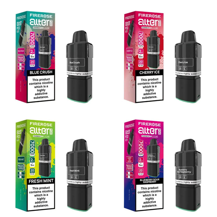 Box Of 5 Elux Firerose Alter 7000 Refill Pods 20mg 