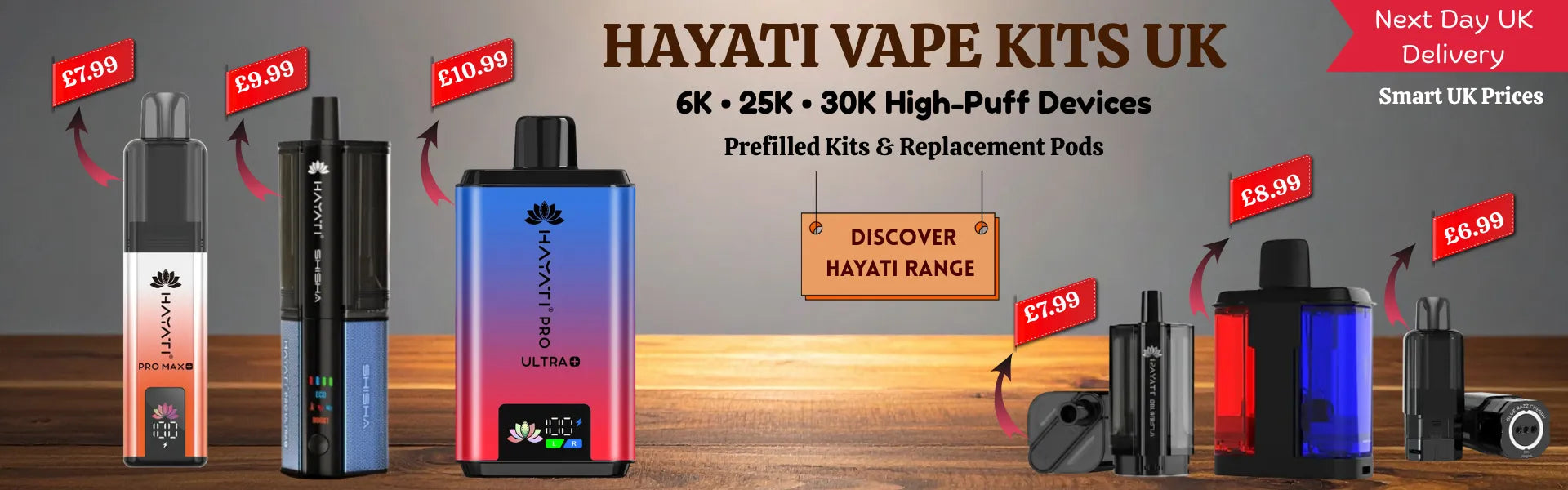 Hayati Vape Kits UK 6K 25K 30K Puff Prefilled Devices and Pods – Next Day Delivery at Best Vapes
