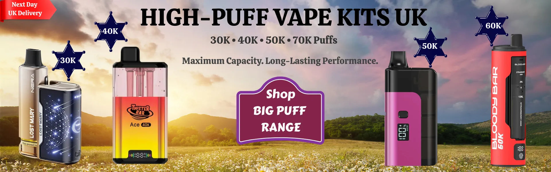 High Puff Vape Kits UK 30K 40K 50K 60K Long Lasting Devices with Next Day Delivery – Best Vapes
