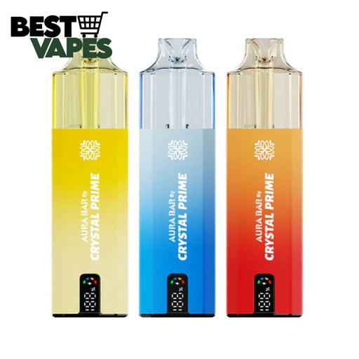 Box Of 10 Aura Bar Crystal Prime 10000 Puffs Wholesale Vape Electronic Cigarettes