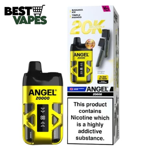Box Of 5 Vapes Bar Angel 20000 Pod Kit | Best Price to buy Banana Ice / Triple Mango DISPOSABLE PODS