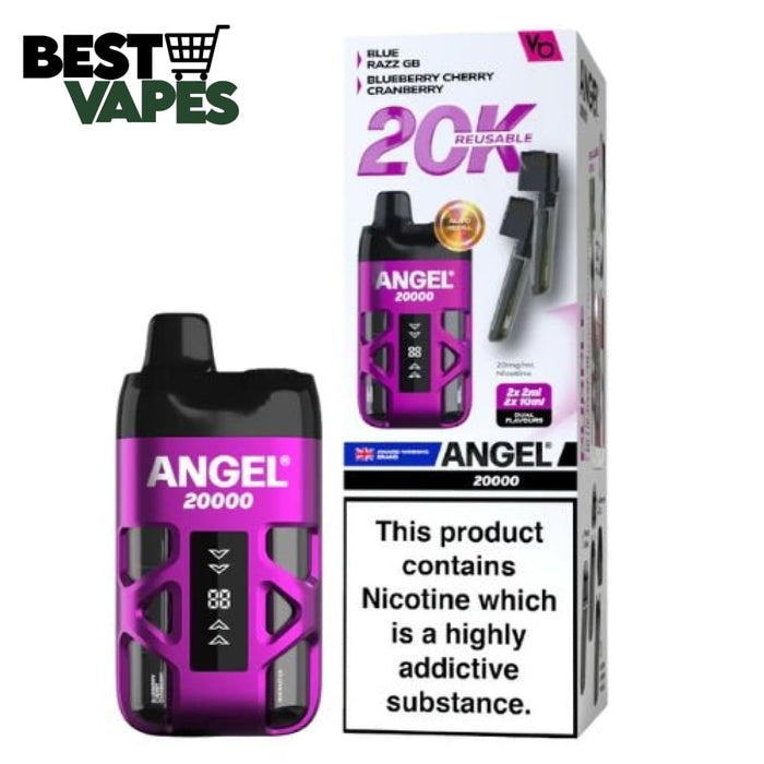 Box Of 5 Vapes Bar Angel 20000 Pod Kit | Best Price to buy Blue Razz Gummy Bear / Blueberry Cherry Cranberry DISPOSABLE