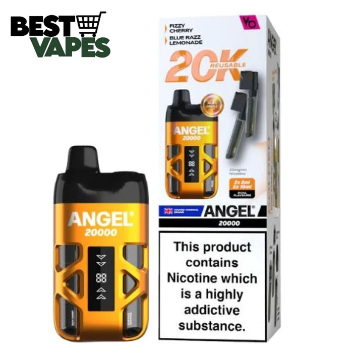 Box Of 5 Vapes Bar Angel 20000 Pod Kit | Best Price to buy Fizzy Cherry / Blue Razz Lemonade DISPOSABLE PODS