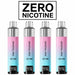 Four Crystal Pro CP 10K vape devices with gradient colors on a white background, featuring 'Zero Nicotine' text at the top.