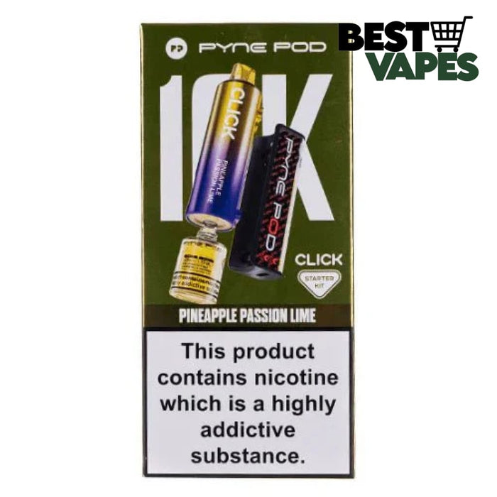 Pyne Pod Click 10K Puffs Vape Device - 20Mg| £9.49 Only Pineapple Passion Lime Electronic Cigarettes