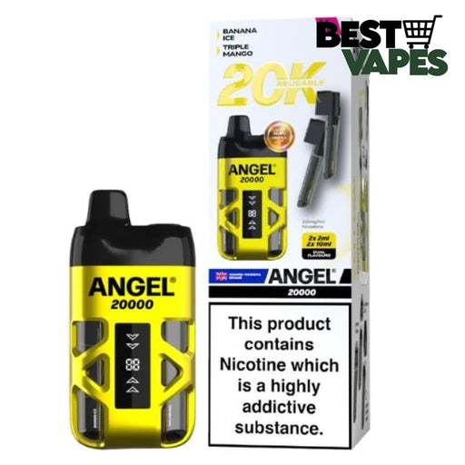 Vapes Bar Angel 20000 Puffs Prefilled Pod Kit | BEST PRICE Banana Ice / Triple Mango DISPOSABLE PODS